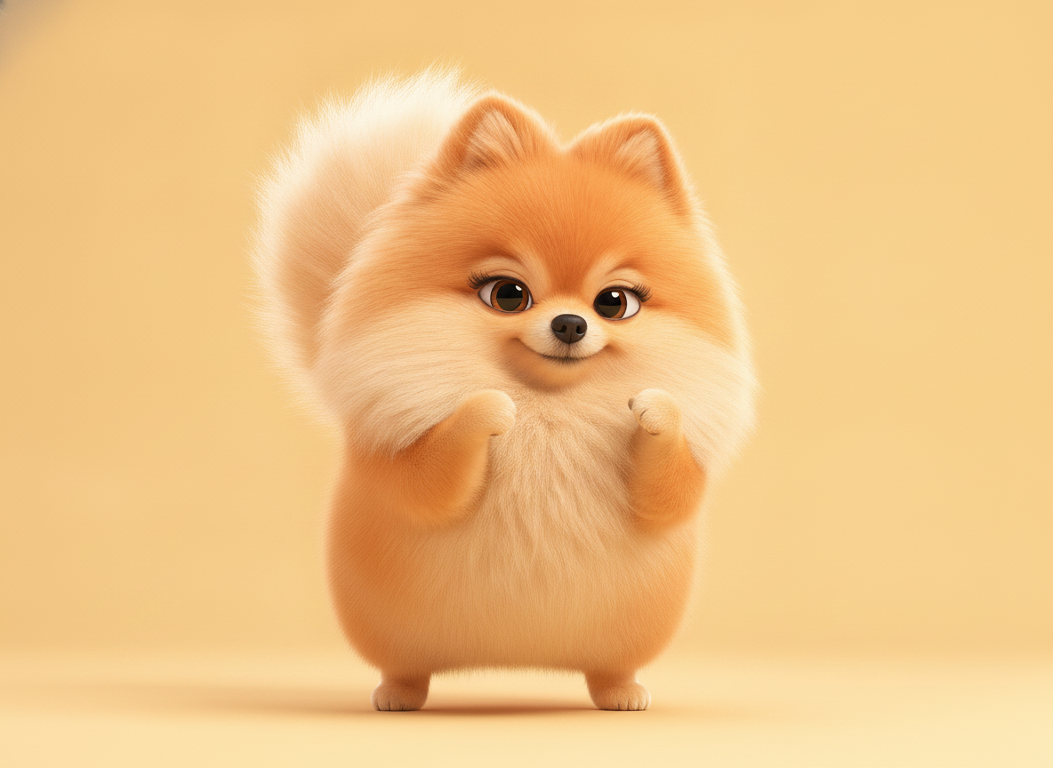 All two kilos of Pomeranian prepare for battle.