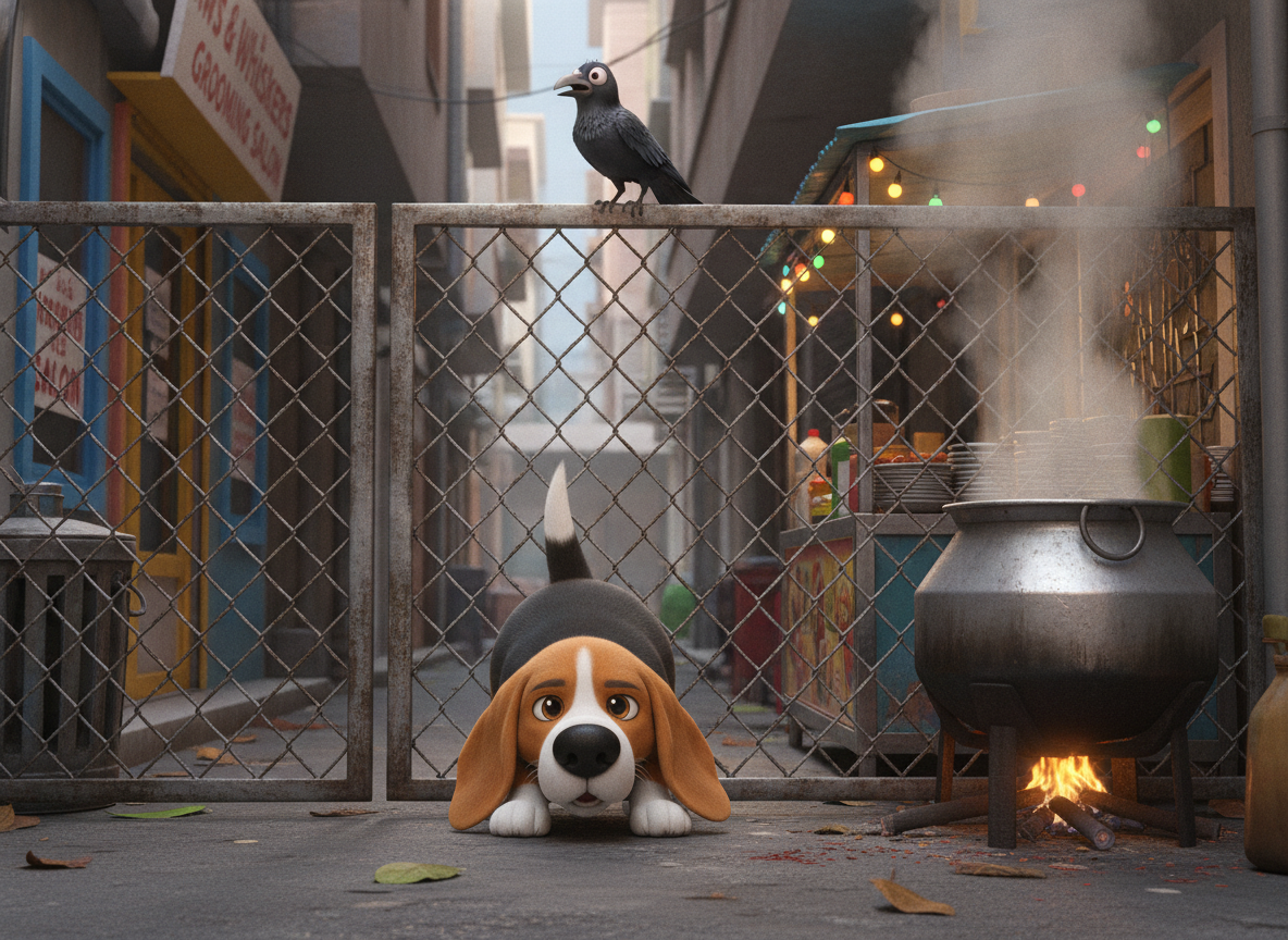 He is no longer in the waiting room. He is a beagle-shaped rumour.